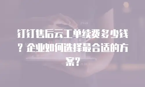 钉钉售后云工单续费多少钱？企业如何选择最合适的方案？