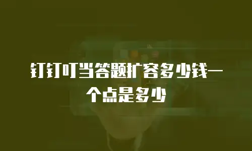 钉钉叮当答题扩容多少钱一个点是多少