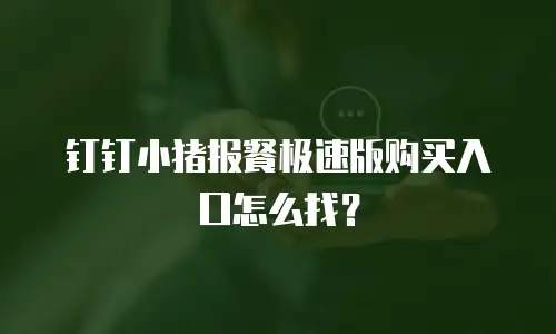钉钉小猪报餐极速版购买入口怎么找？