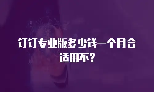 钉钉专业版多少钱一个月合适用不？