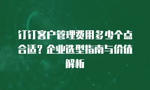 钉钉客户管理费用多少个点合适？企业选型指南与价值解析