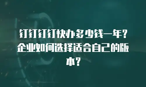 钉钉钉钉快办多少钱一年？企业如何选择适合自己的版本？