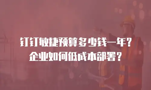 钉钉敏捷预算多少钱一年？企业如何低成本部署？