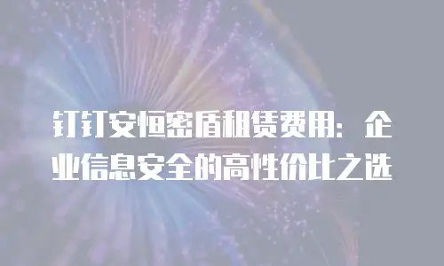 钉钉安恒密盾租赁费用：企业信息安全的高性价比之选