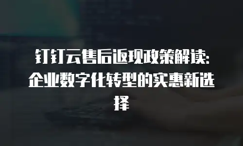 钉钉云售后返现政策解读：企业数字化转型的实惠新选择