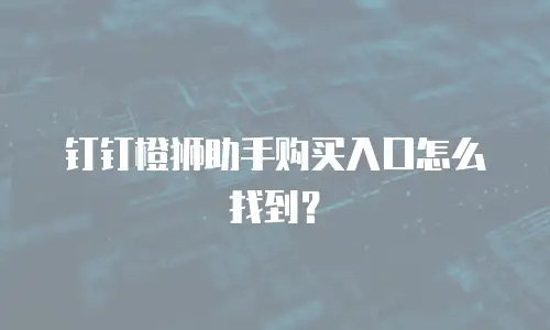 钉钉橙狮助手购买入口怎么找到？