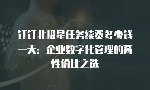 钉钉北极星任务续费多少钱一天：企业数字化管理的高性价比之选