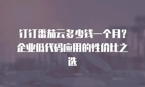 钉钉番茄云多少钱一个月？企业低代码应用的性价比之选