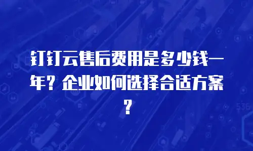 钉钉云售后费用是多少钱一年？企业如何选择合适方案？