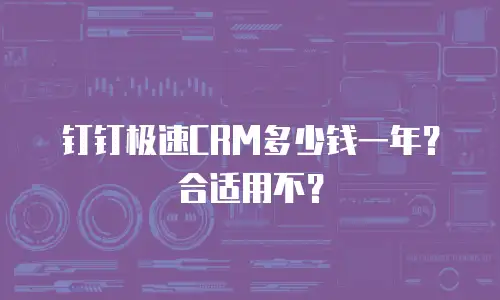 钉钉极速CRM多少钱一年？合适用不？