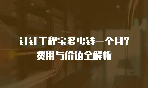 钉钉工程宝多少钱一个月？费用与价值全解析