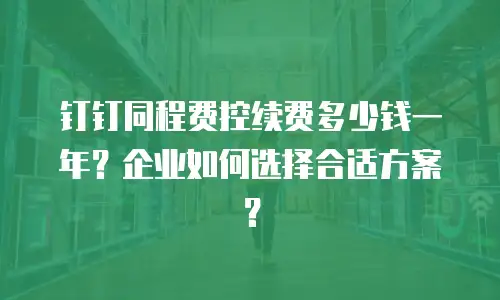 钉钉同程费控续费多少钱一年？企业如何选择合适方案？