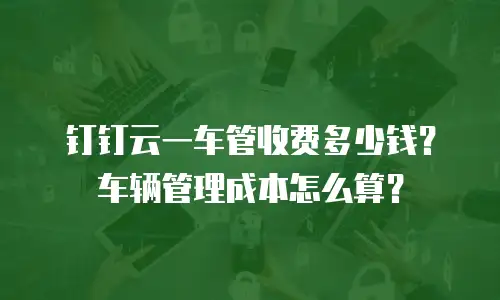 钉钉云一车管收费多少钱？车辆管理成本怎么算？