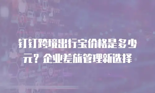 钉钉跨境出行宝价格是多少元？企业差旅管理新选择