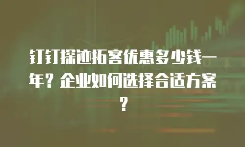 钉钉探迹拓客优惠多少钱一年？企业如何选择合适方案？