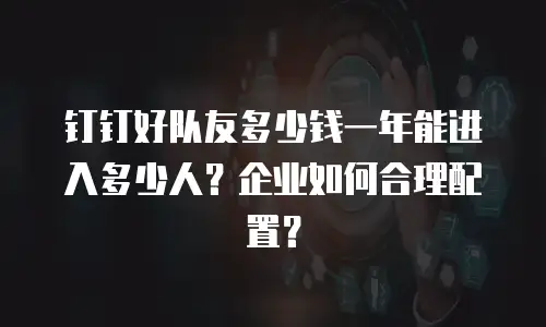 钉钉好队友多少钱一年能进入多少人？企业如何合理配置？