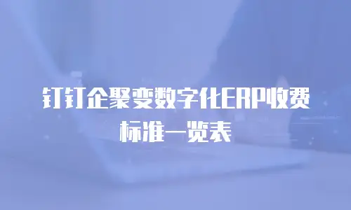 钉钉企聚变数字化ERP收费标准一览表