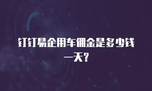 钉钉易企用车佣金是多少钱一天？