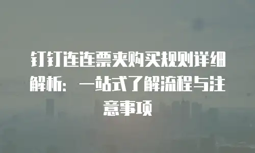 钉钉连连票夹购买规则详细解析：一站式了解流程与注意事项