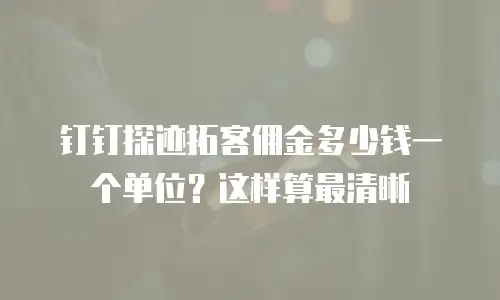钉钉探迹拓客佣金多少钱一个单位？这样算最清晰