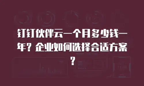钉钉伙伴云一个月多少钱一年？企业如何选择合适方案？