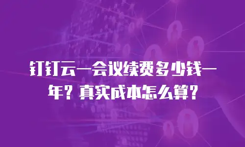 钉钉云一会议续费多少钱一年？真实成本怎么算？