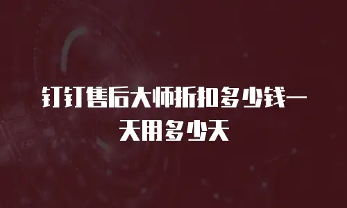 钉钉售后大师折扣多少钱一天用多少天