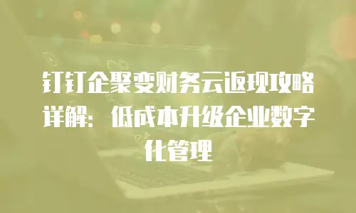 钉钉企聚变财务云返现攻略详解：低成本升级企业数字化管理