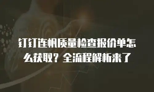 钉钉连帆质量检查报价单怎么获取？全流程解析来了