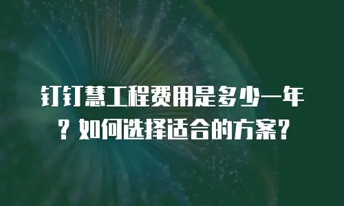 钉钉慧工程费用是多少一年？如何选择适合的方案？