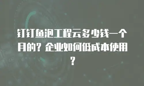 钉钉鱼泡工程云多少钱一个月的？企业如何低成本使用？
