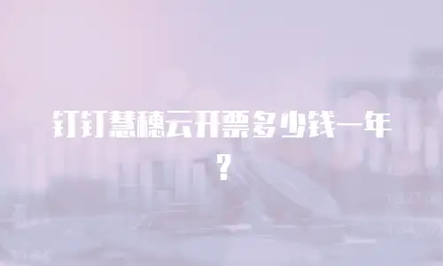 钉钉慧穗云开票多少钱一年？