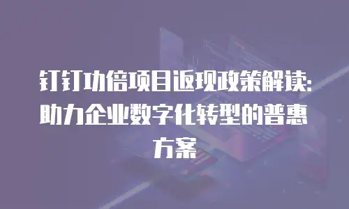 钉钉功倍项目返现政策解读：助力企业数字化转型的普惠方案