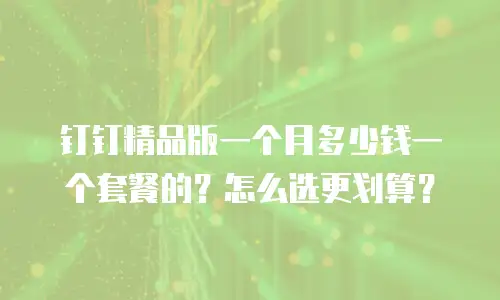 钉钉精品版一个月多少钱一个套餐的？怎么选更划算？