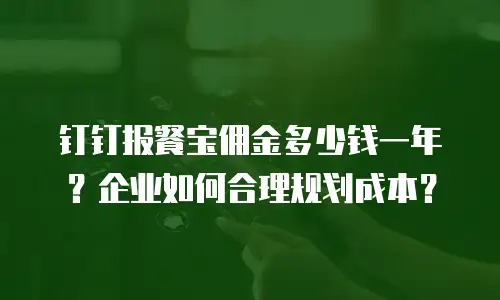 钉钉报餐宝佣金多少钱一年？企业如何合理规划成本？