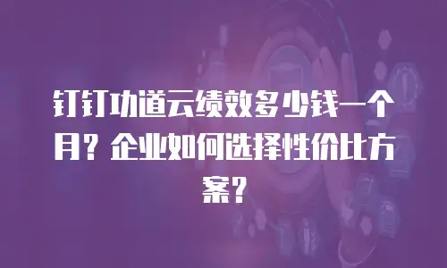 钉钉功道云绩效多少钱一个月？企业如何选择性价比方案？