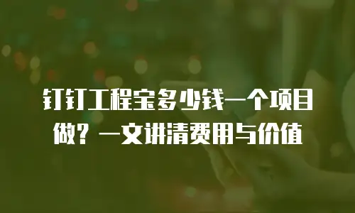 钉钉工程宝多少钱一个项目做？一文讲清费用与价值