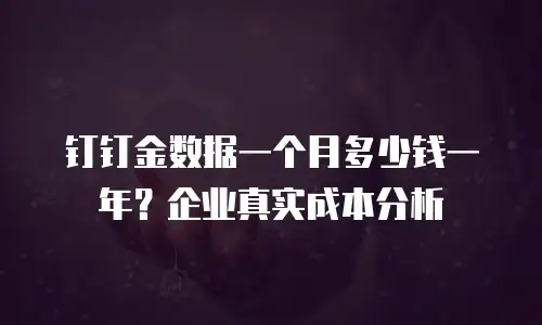 钉钉金数据一个月多少钱一年？企业真实成本分析