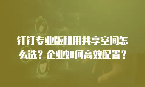 钉钉专业版租用共享空间怎么选？企业如何高效配置？
