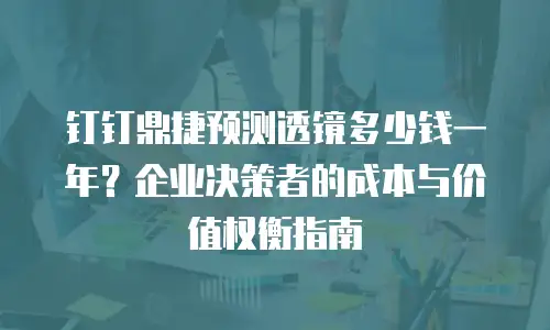 钉钉鼎捷预测透镜多少钱一年？企业决策者的成本与价值权衡指南