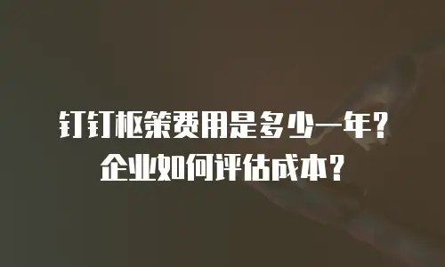 钉钉枢策费用是多少一年？企业如何评估成本？