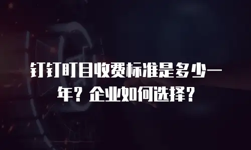 钉钉盯目收费标准是多少一年？企业如何选择？