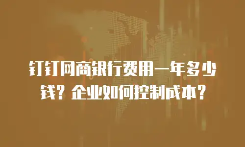 钉钉网商银行费用一年多少钱？企业如何控制成本？