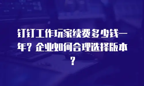 钉钉工作玩家续费多少钱一年？企业如何合理选择版本？