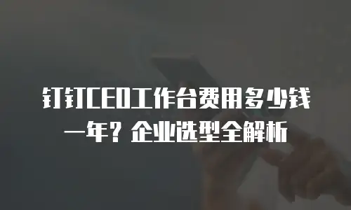 钉钉CEO工作台费用多少钱一年？企业选型全解析