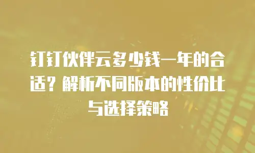 钉钉伙伴云多少钱一年的合适？解析不同版本的性价比与选择策略