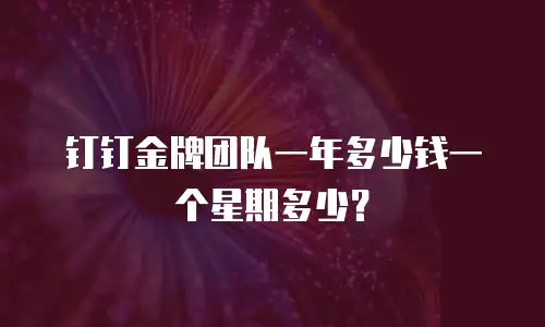 钉钉金牌团队一年多少钱一个星期多少？