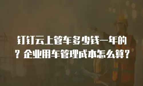钉钉云上管车多少钱一年的？企业用车管理成本怎么算？