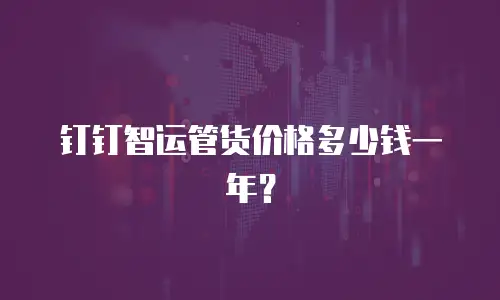 钉钉智运管货价格多少钱一年？