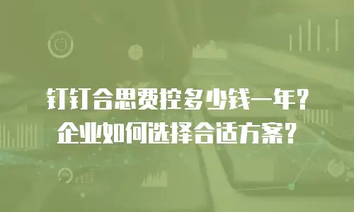 钉钉合思费控多少钱一年？企业如何选择合适方案？